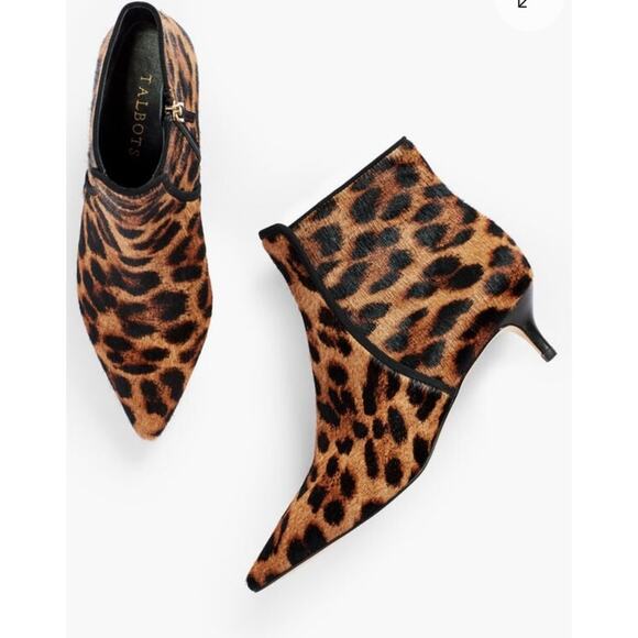 Talbots‎ Iona Leopard Calf Hair Kitten Heel Bootie Size 7 - Picture 2 of 12
